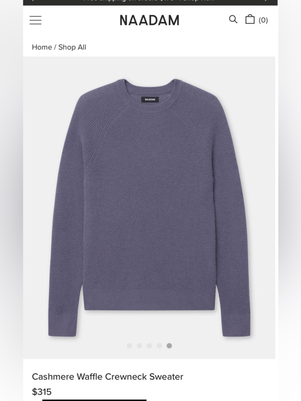 NAADAM CASHMERE WAFFLE CREWNECK SWEATER